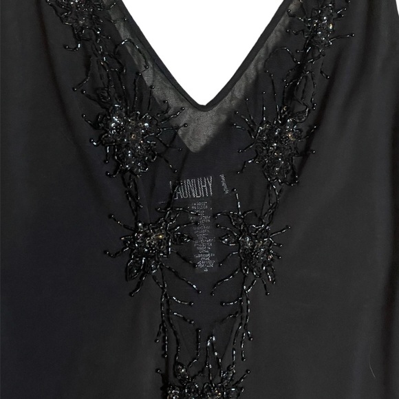 LAUNDRY by Shelli Segal Elegant Black Dress Mesh Beaded Sz 4 Date Wedding Party - Picture 3 of 5